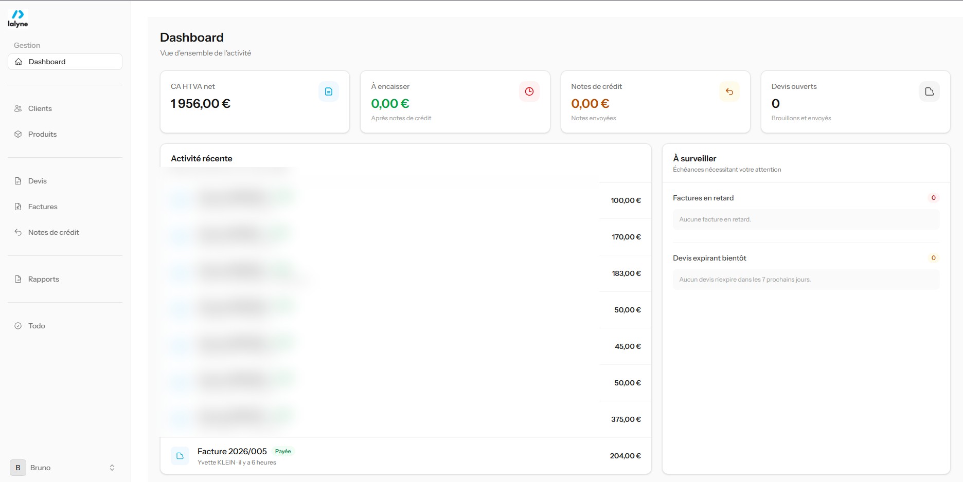 Aperçu de l’application de gestion lalyne-manage